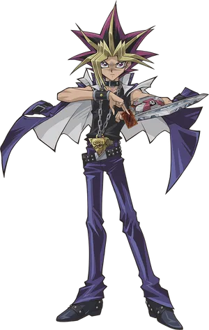 Duelist Ready Anime Character PNG Image