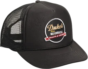 Dukes Mayonnaise Logo Black Trucker Hat PNG Image