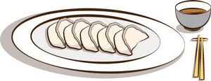 Dumplingsand Chopsticks Setup PNG Image