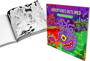 Dungeons Dragons Coloring Book Adventures Outlined PNG Image