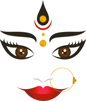 Durga Face Art Representation PNG Image