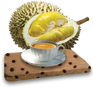 Durian Fruitand Coffee Cup PNG Image