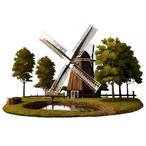 Dutch Windmill Landscape Png 29 PNG Image