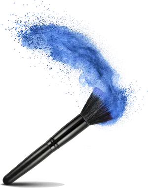 Dynamic Blue Powder Brush Stroke PNG Image