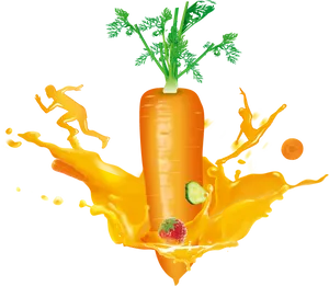 Dynamic Carrot Splash Art PNG Image