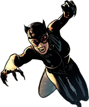 Dynamic Catwoman Action Pose PNG Image