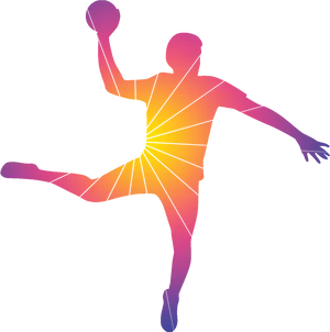 Dynamic Handball Player Silhouette PNG Image