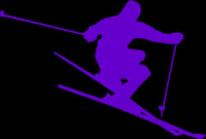 Dynamic Skier Silhouette PNG with transparent background