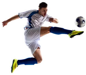 Dynamic Soccer Player Kicking Ball PNG Image