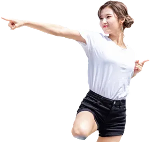 Dynamic Stretching Pose Woman PNG Image