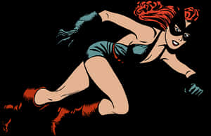 Dynamic Superheroine Illustration PNG with transparent background