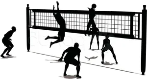 Dynamic Volleyball Action Silhouettes PNG Image