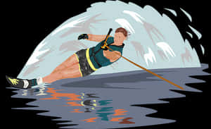 Dynamic Water Skiing Illustration PNG image with transparent background