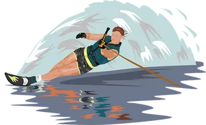 Dynamic Water Skiing Illustration PNG Image