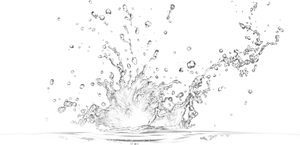 Dynamic Water Splashin Blackand White PNG Image