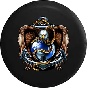 Eagle Anchor World Emblem PNG Image