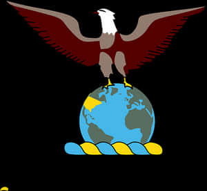 Eagle Perched On Globe PNG image with transparent background