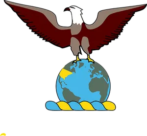 Eagle Perched On Globe PNG Image