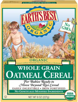 Earths Best Organic Whole Grain Oatmeal Cereal Box PNG Image