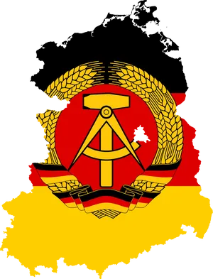 East Germany Emblemon Map PNG Image