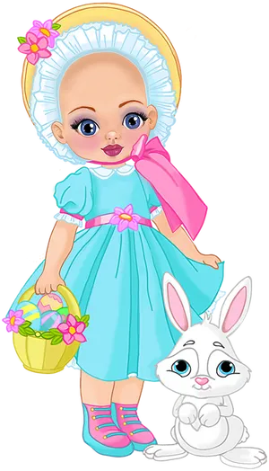 Easter Babyand Bunny PNG Image