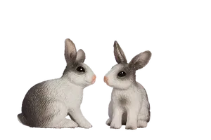 Easter Bunny Figurines Black Background PNG Image