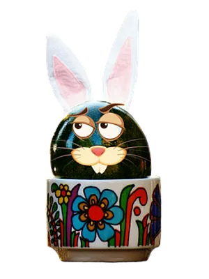 Easter Bunny Painted Eggon Stand PNG Image