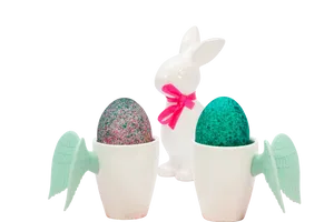 Easter Bunnyand Egg Cupswith Wings PNG Image