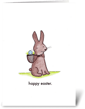 Happy Easter Bunny And Egg Greeting Card - Cartoon, HD Png Download PNG image with transparent background
