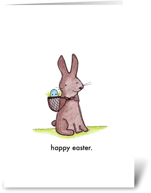 Easter Bunnywith Basket Greeting PNG Image