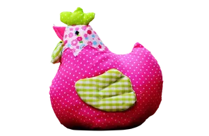 Easter Chicken Plush Toy Pink Polka Dots PNG Image