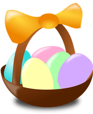 Easter Egg Basket Illustration PNG Image