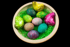 Easter Egg Basketwith Chocolate Bunnies PNG image with transparent background