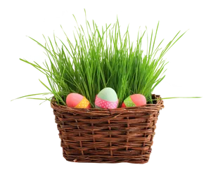 Easter Egg Basketwith Grass.png PNG Image