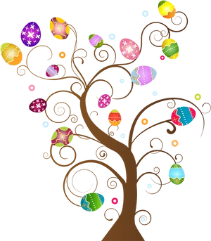 Easter Egg Tree Illustration PNG Image