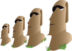 Easter Island Moai Statues Vector PNG image with transparent background