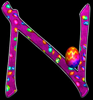 Easter Themed Letter N PNG with transparent background