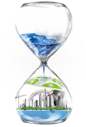 Eco Friendly Urban Hourglass Concept PNG Image