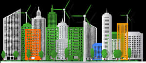 Eco Friendly Urban Skyline PNG image with transparent background
