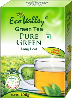 Eco Valley Pure Green Tea Box PNG Image