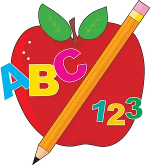 Educational A B C Apple Pencil123 PNG Image