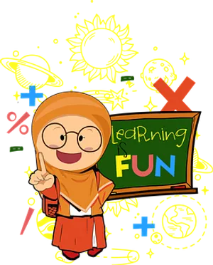 Educational Cartoon Character Learning Fun PNG Image