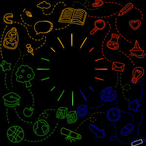 Educational Doodle Neon Outline PNG image with transparent background
