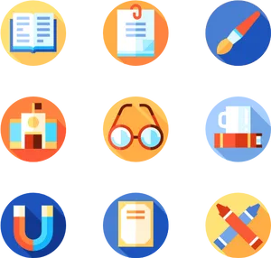 Educational Icons Set PNG Image