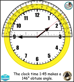 Educational Protractor Clock Hybrid PNG Image