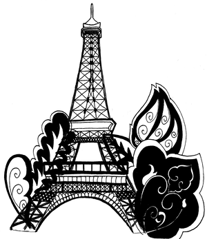 Eiffel Tower Artistic Outline PNG Image