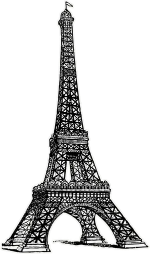 Eiffel Tower Outline Art PNG Image