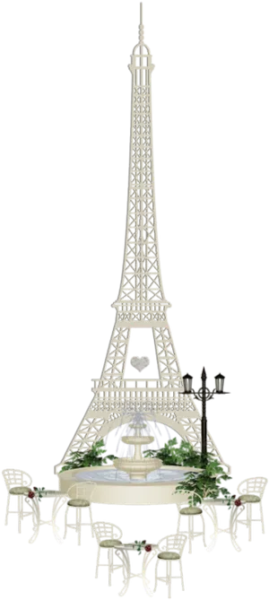 Eiffel Tower Parisian Cafe Setting PNG Image