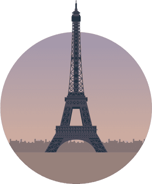 Eiffel Tower Silhouetteat Dusk PNG image with transparent background