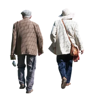 Elderly Couple Walking Together PNG Image